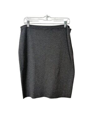 Eileen Fisher Womens Size M Wool Knit Pencil Skirt Gray Pull-On Italian Yarn